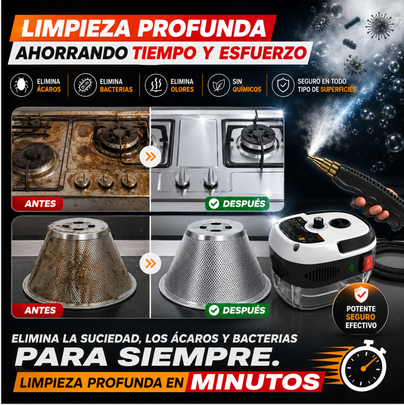 Limpiador A Vapor Presion 2500w Portatil